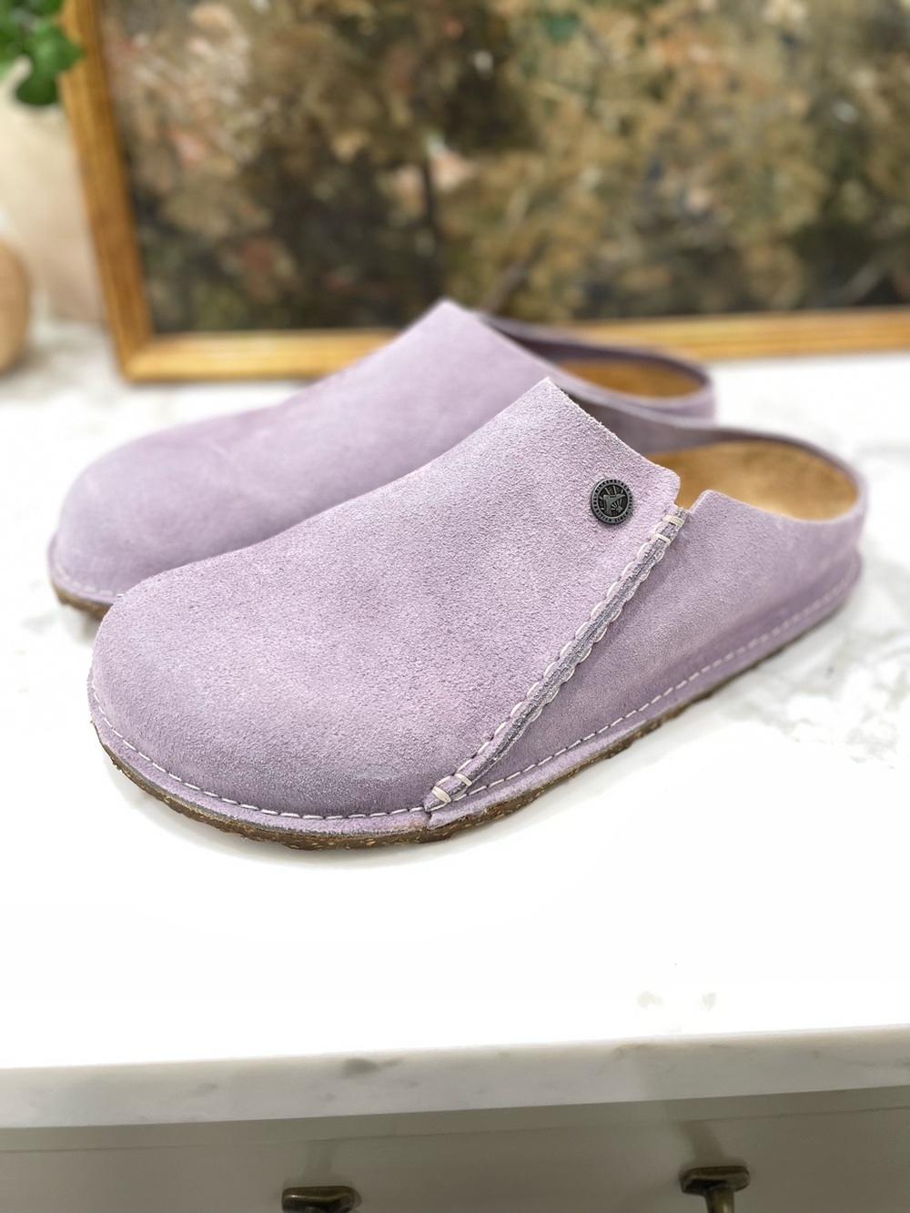 Birkenstock Zermatt Premium Clogs Purple Fog Lavender Suede 41 Women’s size 10